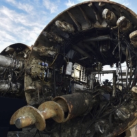 Tunnel boring equipment on display at the Boring Co. event in Hawthorne, California, in 2018. Since Boring Co. bought land in May 2021 to create a research and development center in a rural area outside Austin, Texas, the company has skirted requests for proper permits.  | ROBYN BECK / POOL VIA THE NEW YORK TIMES