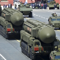 Mobile intercontinental ballistic nuclear missiles take part in a Victory Day parade on Moscow\'s Red Square on May 9, 2015.  | RIA NOVOSTI / VIA REUTERS