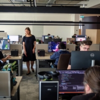 Victoria Trofimova, chief executive of the game-maker Nordcurrent, at the company’s headquarters in Vilnius, Lithuania, on May 23. She arranged for the safe passage of 51 people out of Ukraine. | GORDON WELTERS / THE NEW YORK TIMES