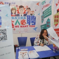 A recruiters\' booth at a job fair in Beijing in February 2016. A cohort of graduates larger than the entire population of Portugal is about to enter one of China\'s worst job markets in decades at a time when youth unemployment is already more than three times China\'s overall joblessness rate, at a record 18.4%. | REUTERS