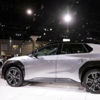 A Toyota bZ4X all-electric SUV is displayed during the 2021 LA Auto Show. | REUTERS 