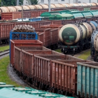 Stalled freight cars in Kaliningrad, Russia, on June 21, following Lithuania\'s ban on the transit of goods under EU sanctions. | REUTERS