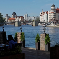 An embankment of the Pregolya River in Kaliningrad, Russia, on June 22.  | REUTERS