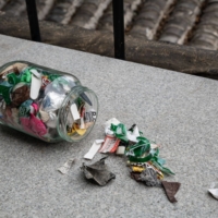 A jar containing Yuan\'s six months worth of waste at The Bulk House store in Beijing on Thursday. | BLOOMBERG