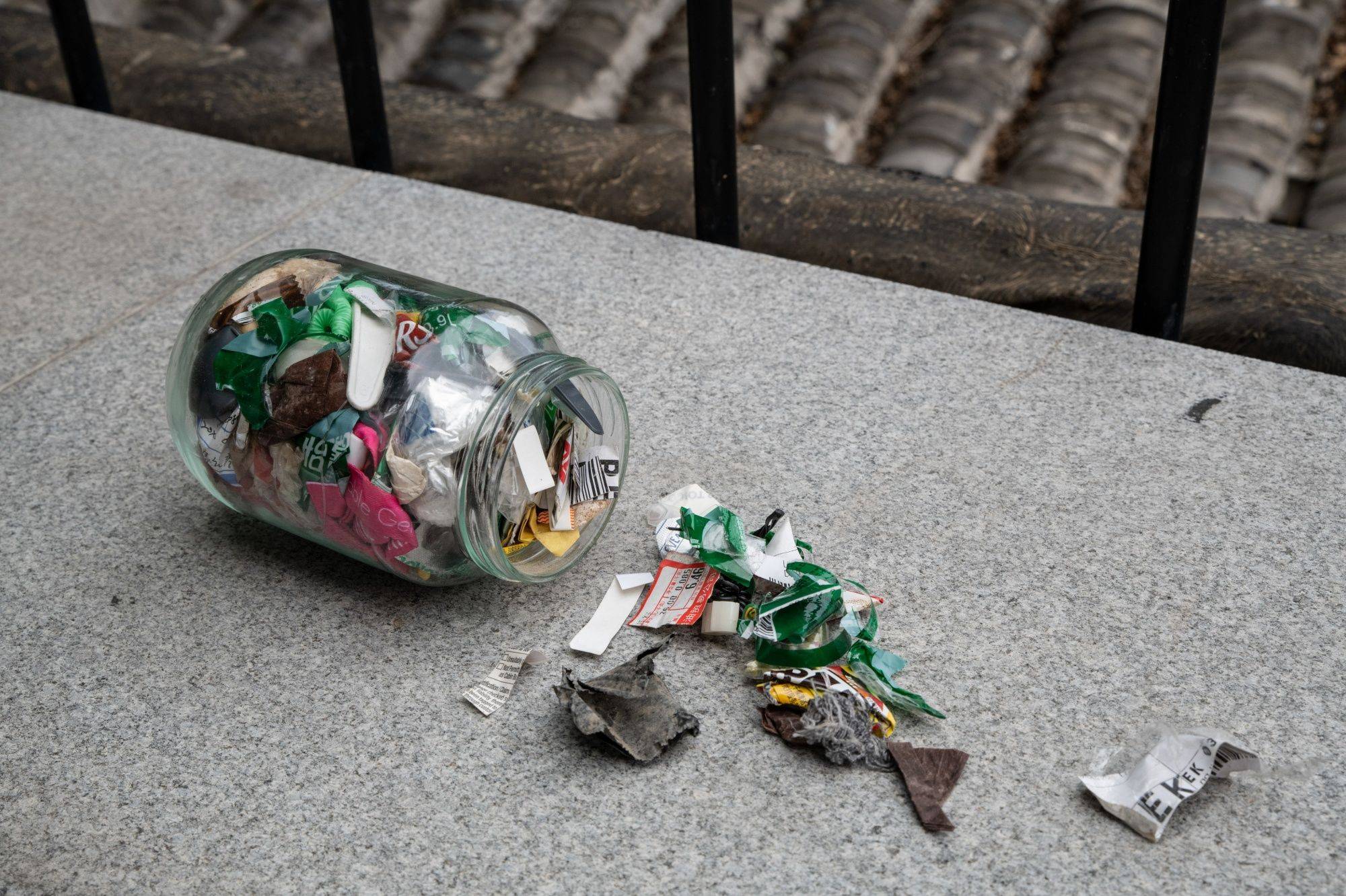 A jar containing Yuan's six months worth of waste at The Bulk House store in Beijing on Thursday. | BLOOMBERG