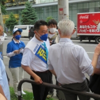 CDP candidate Ishikawa campaigns in Sapporo on June 26. | ERIC JOHNSTON
