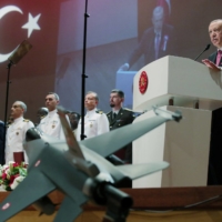 Erdogan speaks during a graduation ceremony at the National Defense University in Istanbul on Friday. | REUTERS 