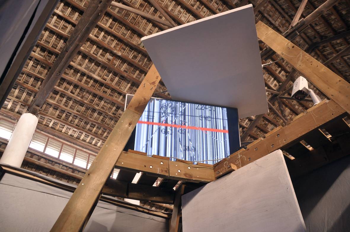 An art installation by Dragon Zheng in Guangzhou which allowed viewers to see and control how they were being surveilled. | Dragon Zheng / via The New York Times