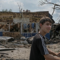 A shop hit by shelling Saturday in Bakhmut, Ukraine, on Saturday, where Russian troops are trying to advance. Ukrainian military officials said Ukrainian troops repelled an overnight assault by Russia to capture the main road link between the cities of Lysychansk and Bakhmut.  | MAURICIO LIMA / THE NEW YORK TIMES