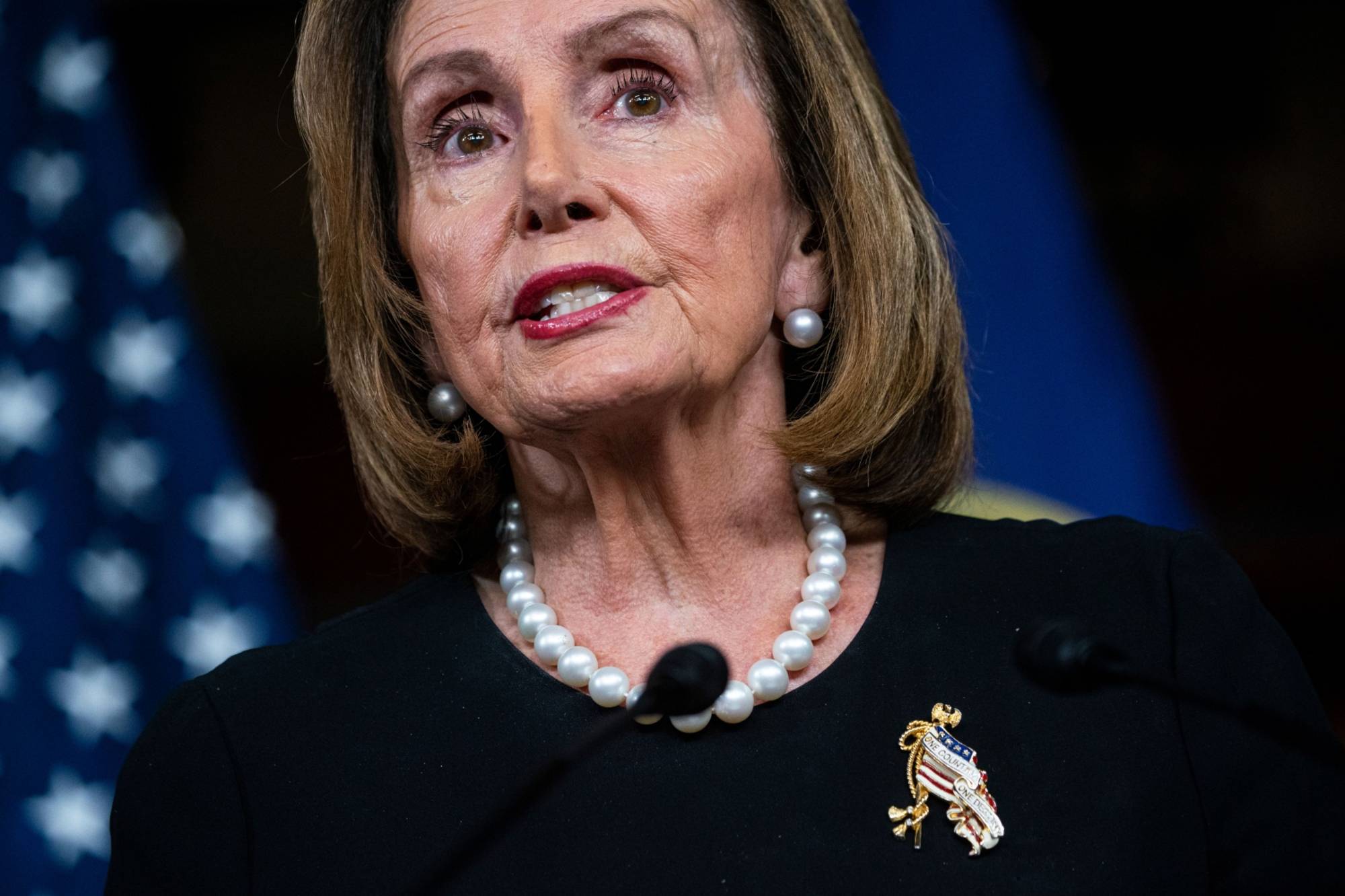 U.S. House Speaker Nancy Pelosi, a Democrat from California, speaks during a news conference in Washington on Thursday. | BLOOMBERG