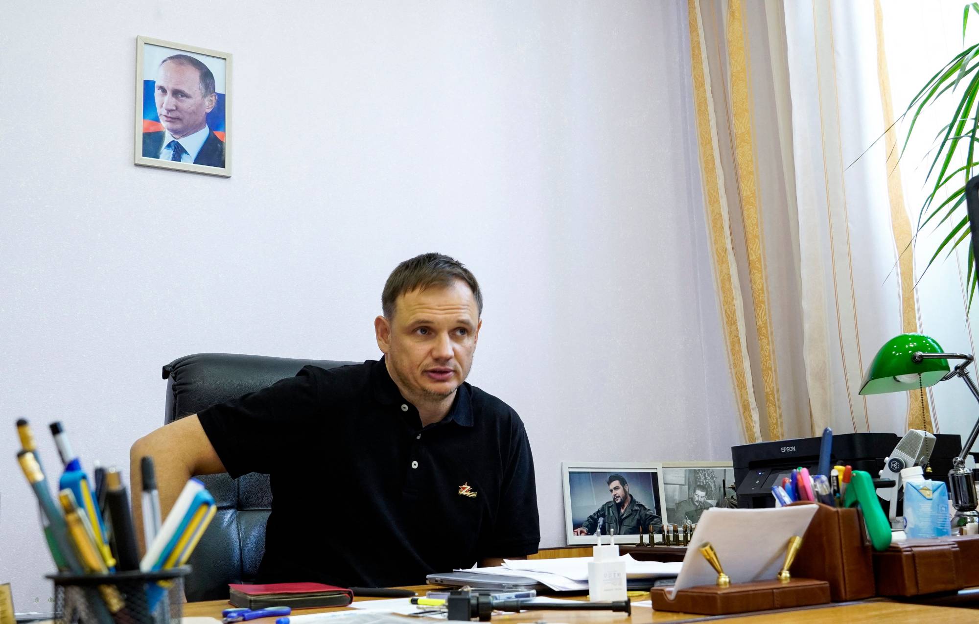 Kirill Stremousov, deputy head of the Russian-backed Kherson administration, at his office in the city of Kherson on Wednesday. | AFP-Jiji