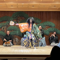 A scene from noh play &#0034;Kantan&#0034; is performed in the Kita-ryu style at Suigian on July 26 in Tokyo. | BLOOMBERG