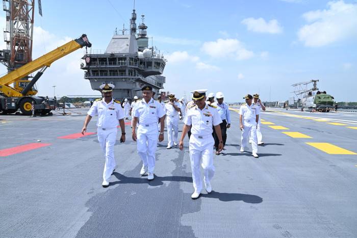 The Indian Navy has accepted delivery of its first indigenously designed and built aircraft carrier — the future INS Vikrant — in a milestone for the country’s defense industry. | INDIAN NAVY