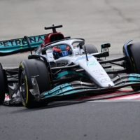 Lewis Hamilton drives during the Hungarian Grand Prix on Sunday. | AFP-JIJI