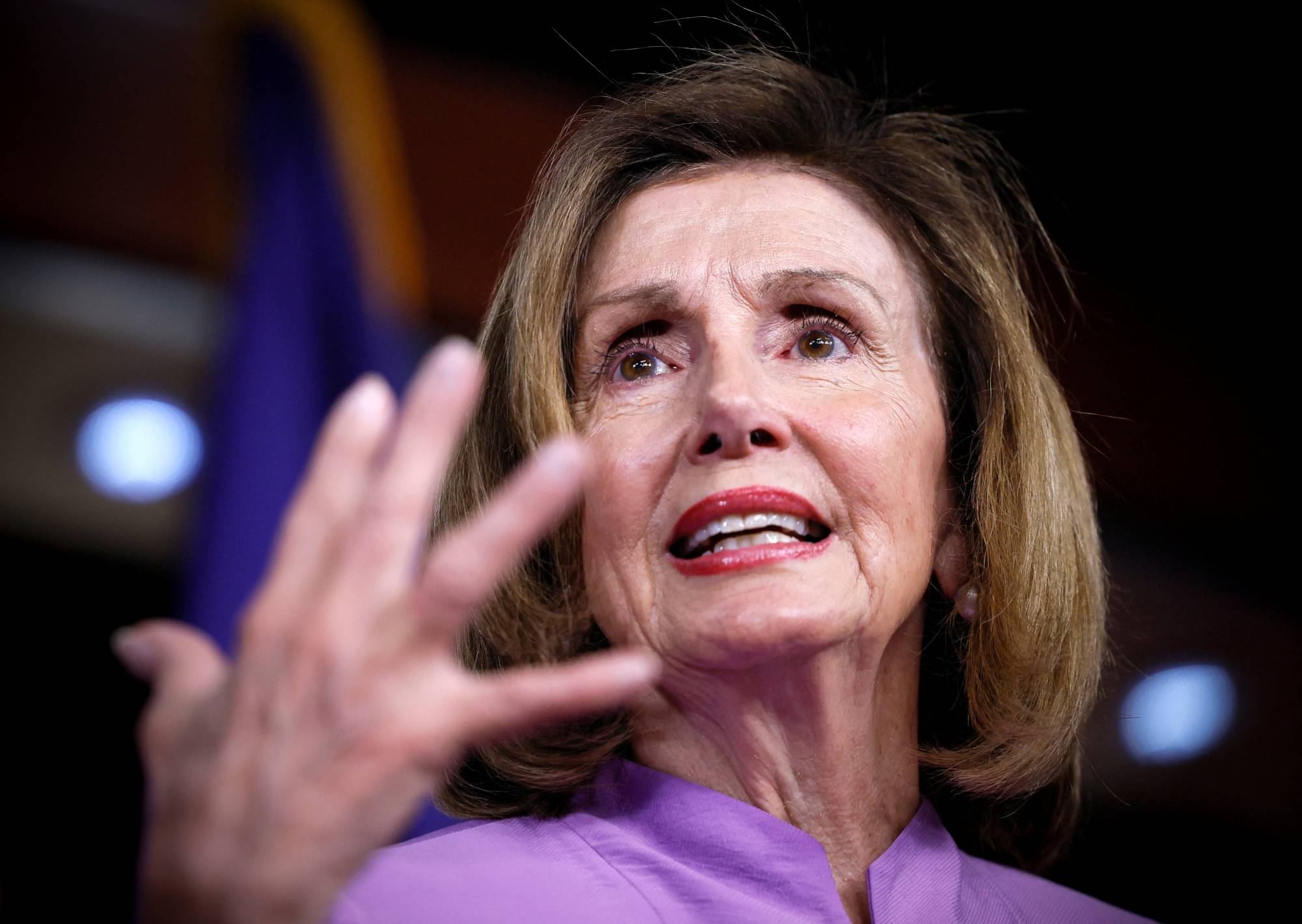 U.S. House Speaker Nancy Pelosi answers questions during a news conference about her recent Congressional delegation trip to the Indo-Pacific region, on Capitol Hill in Washington, on Wednesday. | REUTERS