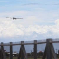 An Albatross unmanned aerial vehicle (UAV), prepares for landing during a military exercise at the Hengchun airport in Pingtung county, southern Taiwan, on Aug. 9. | REUTERS