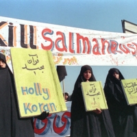 Iranian women participate in a demonstration against author Salman Rushdie in Tehran in 1989. | AFP-JIJI