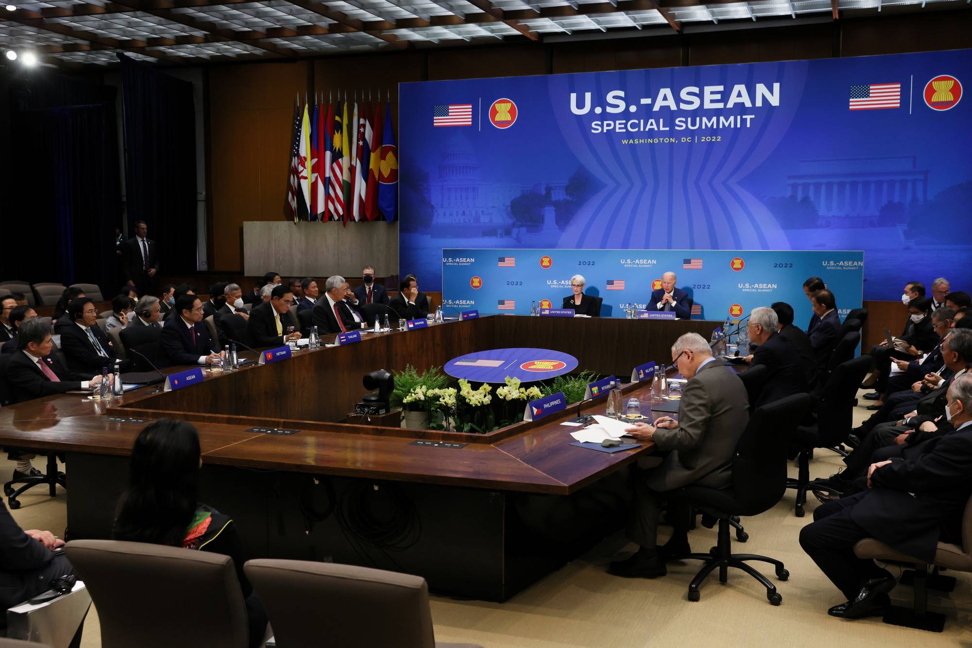 U.S. President Joe Biden delivers remarks during the U.S.-ASEAN Special Summit in Washington in May.   | REUTERS