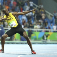 Jamaican sprinter Usain Bolt celebrates after winning the mens\' 200-meter final at the Summer Olympics in Rio de Janeiro on Aug. 18, 2016. | REUTERS