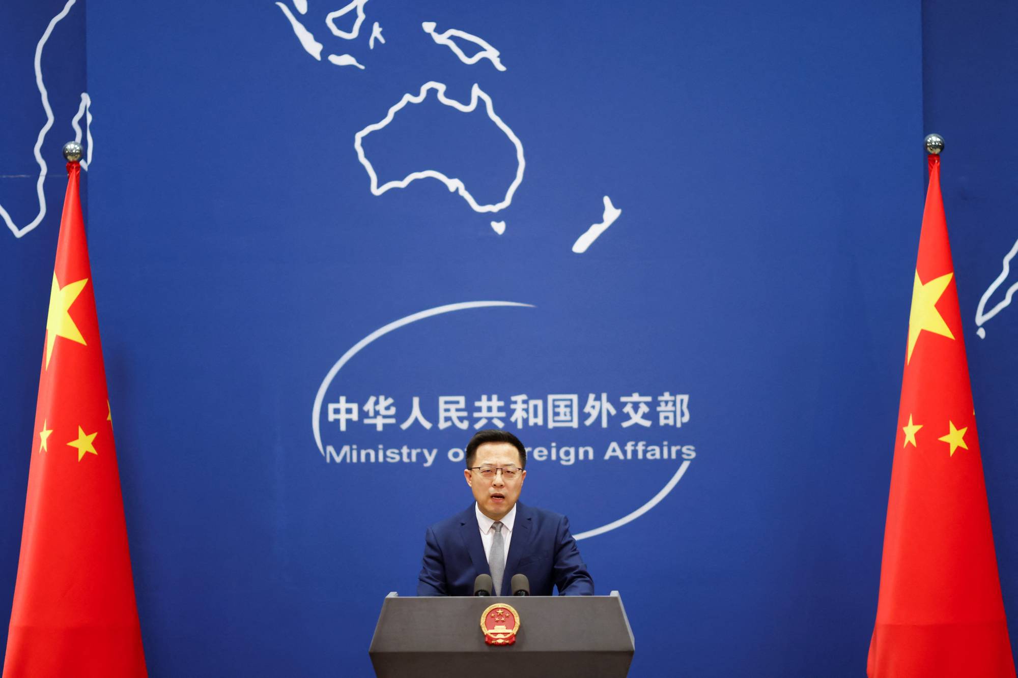 China's foreign ministry spokesperson Zhao Lijian speaks during a news conference in Beijing, on March 18. | REUTERS