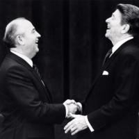 U.S. President Ronald Reagan meets Soviet leader Mikhail Gorbachev for the first time in Geneva, Switzerland. | DENNIS PAQUIN / REUTERS