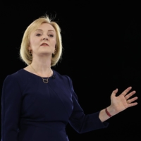 Liz Truss, U.K. foreign secretary, speaks during a Conservative Party leadership hustings in London on Wednesday. | BLOOMBERG