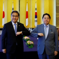 South Korean Foreign Minister Park Jin and Foreign Minister Yoshimasa Hayashi ahead of their talks in Tokyo in July | REUTERS