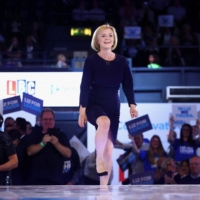 U.K. Conservative leadership candidate Liz Truss attends a campaign event in London on Wednesday.  | REUTERS