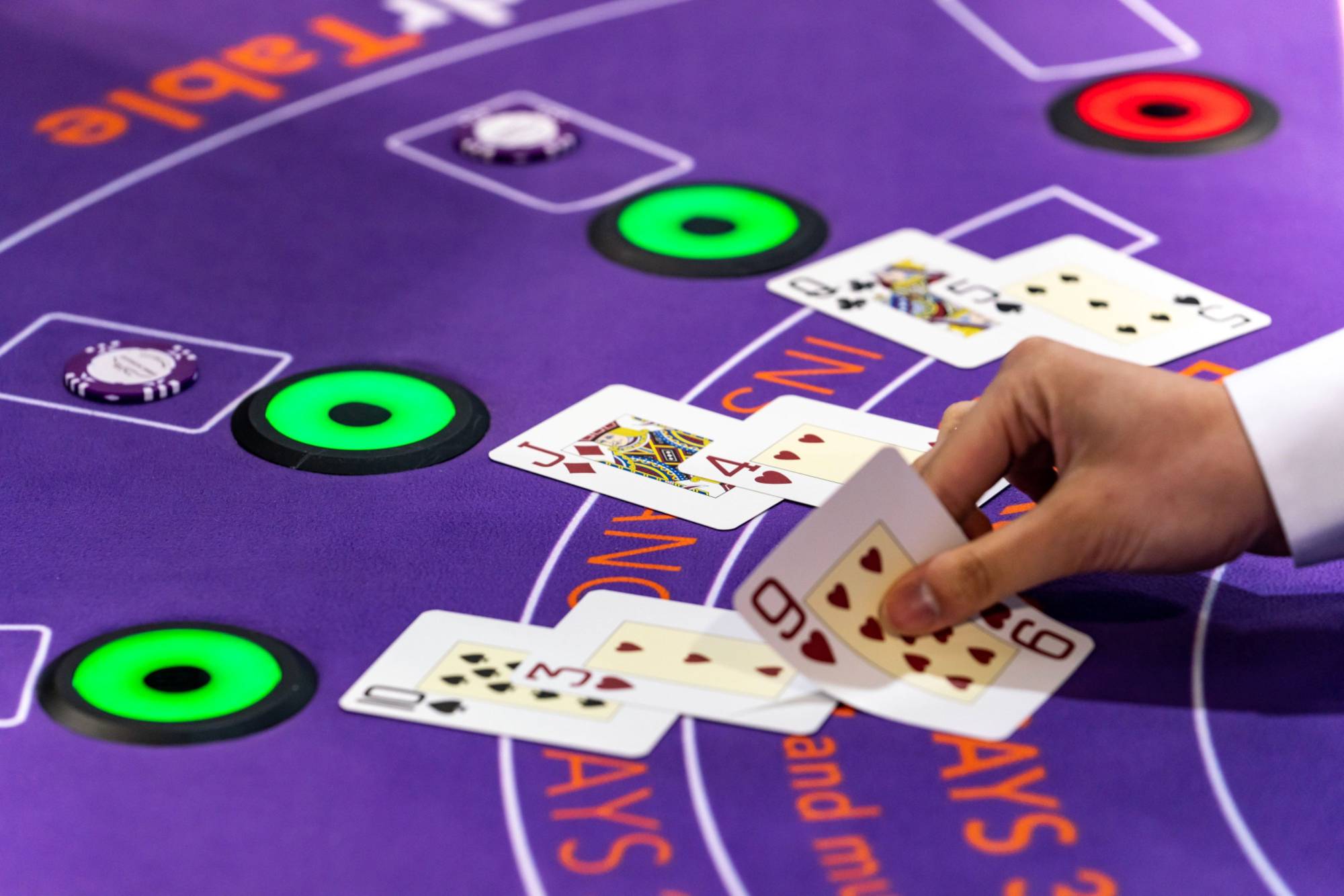 A blackjack table at the Global Gaming Expo Asia in Macao in 2018 | BLOOMBERG
