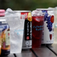 Suntory\'s nonalcoholic beverages at a nonalcohol \"beer garden\" in Tokyo in August | REUTERS