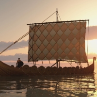 A computer-generated illustration imagines a Viking ship sailing the seas. Could we, then, possibly imagine a Viking encounter with the Japanese?  | GETTY IMAGES