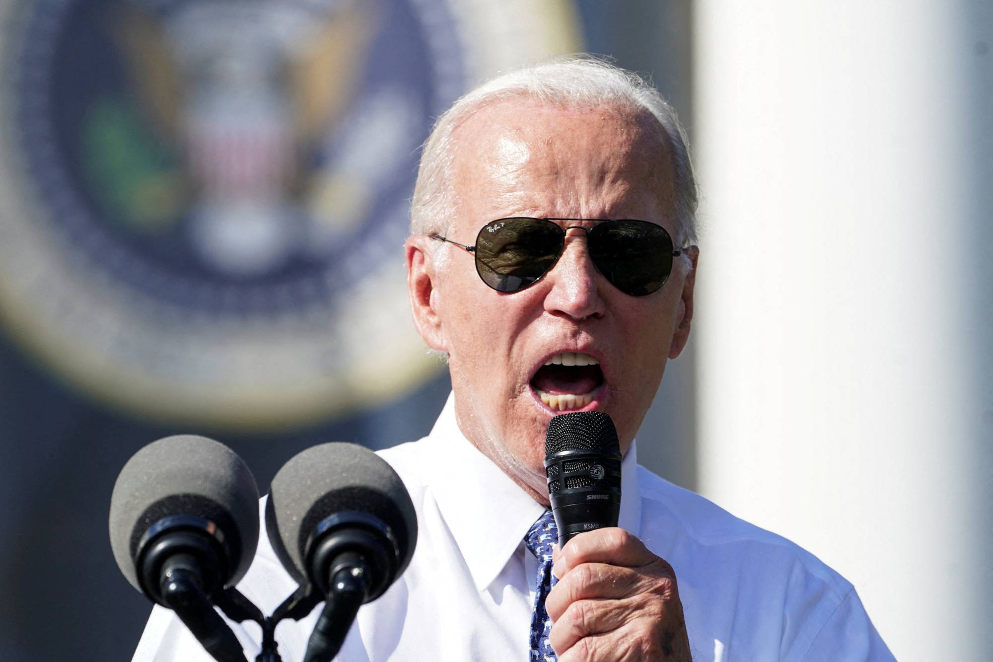 U.S. President Joe Biden delivers remarks as he celebrates the enactment of the 