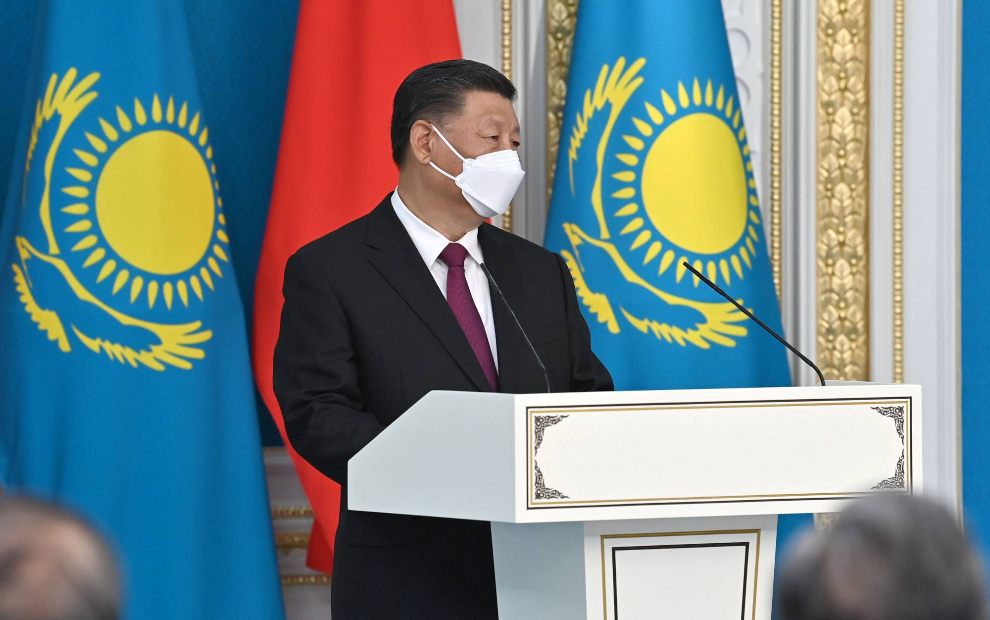 Xi attends a ceremony in Nur-Sultan, Kazakhstan, on Wednesday. | Press service of the President of Kazakhstan / Handout via REUTERS