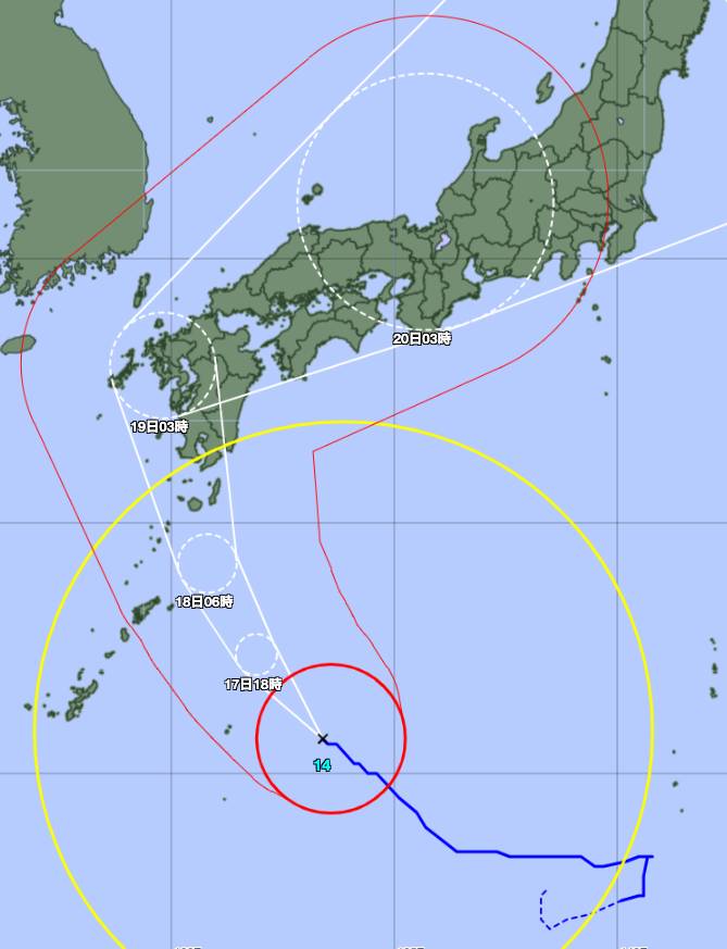 The forecast path of Typhoon Nanmadol as Saturday morning | Japan Meteorological Agency 