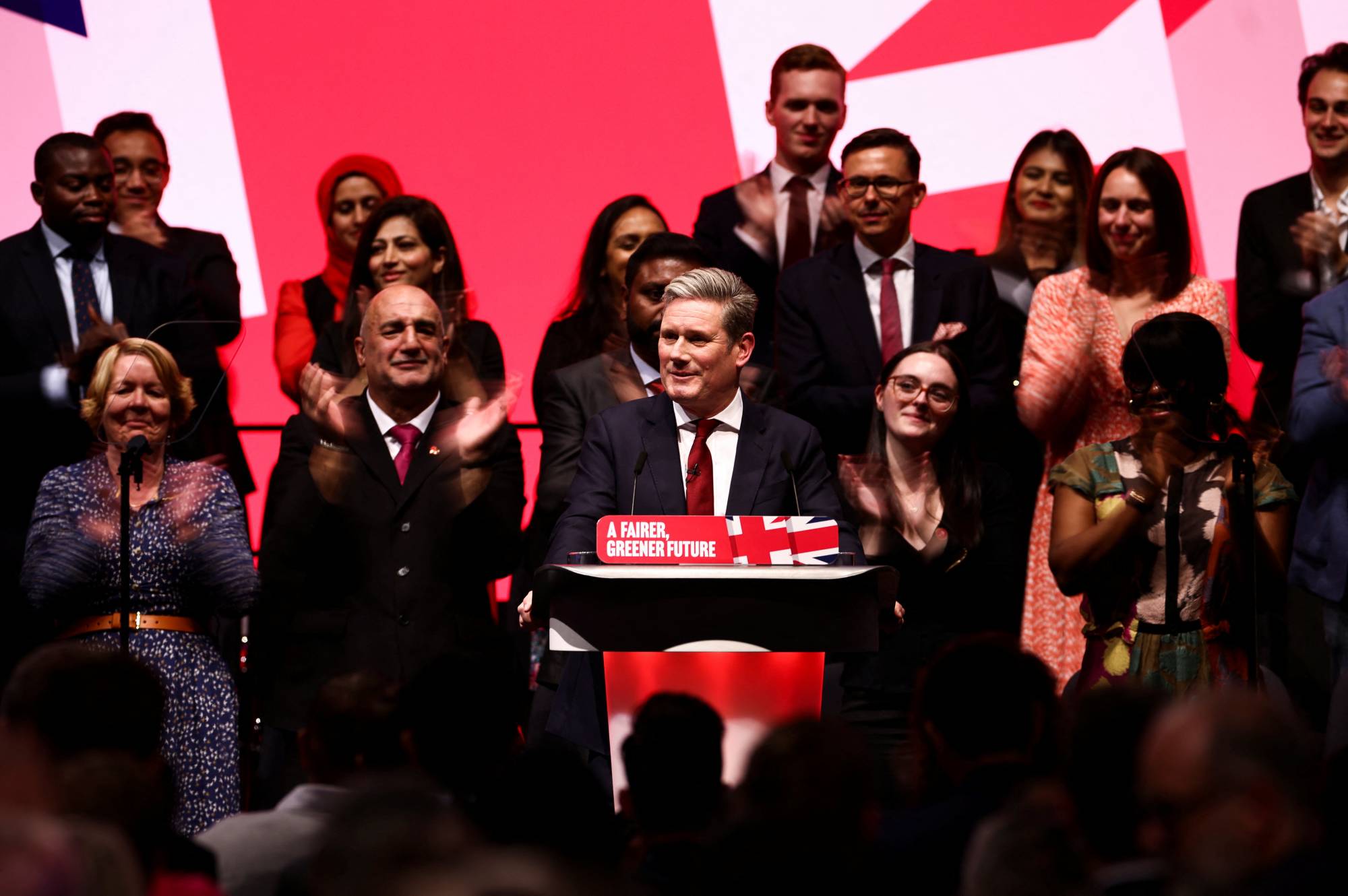 Labour Party leader Keir Starmer speaks at his party's annual conference in Liverpool on Tuesday. | REUTERS