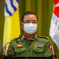 Myanmar\'s military spokesman Gen. Zaw Min Tun attends a news conference ahead of the start of a new parliament term and the formation of the new government in Naypyitaw, Myanmar, in January 2021. | REUTERS