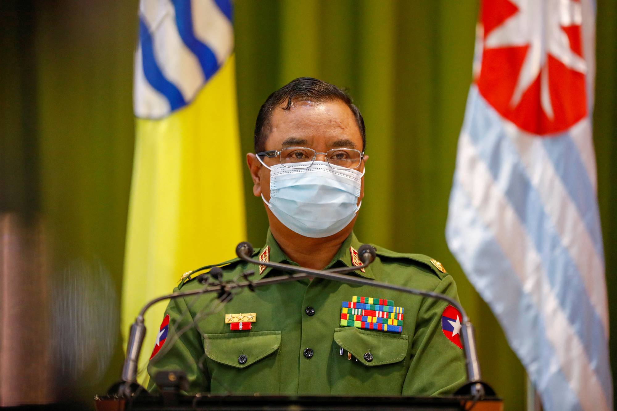 Myanmar's military spokesman Gen. Zaw Min Tun attends a news conference ahead of the start of a new parliament term and the formation of the new government in Naypyitaw, Myanmar, in January 2021. | Reuters