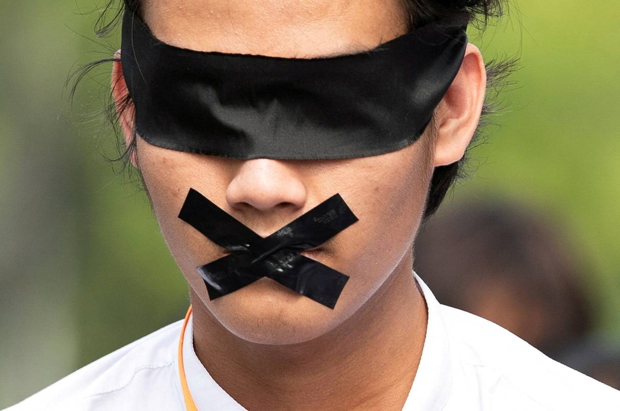 A demonstrator protests against the military coup in Yangon, Myanmar, in February 2021. |  REUTERS