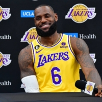 LeBron James speaks during a news conference during Lakers Media Day in El Segundo, California, on Monday. | USA TODAY / VIA REUTERS