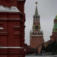The Kremlin\'s Spasskaya tower in central Moscow on Wednesday | AFP-JIJI