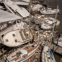 Destruction from Hurricane Ian outside Bonita Bills seafood restaurant in Fort Myers Beach, Florida, on Thursday | HILARY SWIFT / THE NEW YORK TIMES