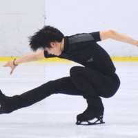 Two-time figure skating Olympic champion Yuzuru Hanyu practices in front of the media in Sendai on Aug. 10. The 27-year-old has confirmed his first ice show will be held in Japan in November and December. | KYODO