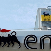 The logo of Italian energy company Eni is seen at a gas station in Rome in September 2018.  | REUTERS
