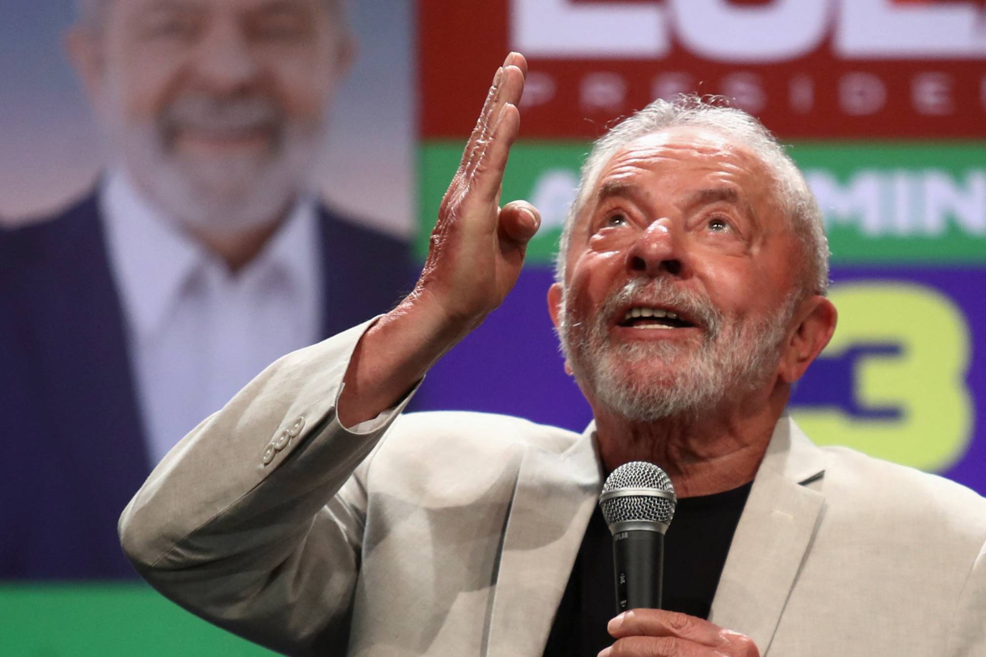 Former Brazilian president and current presidential candidate, Luiz Inacio Lula da Silva, speaks during a news conference in Sao Paulo on Saturday. | Reuters