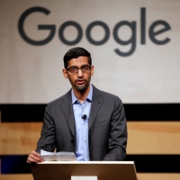 Google CEO Sundar Pichai speaks during a ceremony in Dallas in October 2019.  | REUTERS