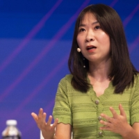 Constance Wang, chief operating officer of FTX Cryptocurrency Derivatives Exchange, speaks during the TOKEN2049 event in Singapore on Sept. 28. | BLOOMBERG