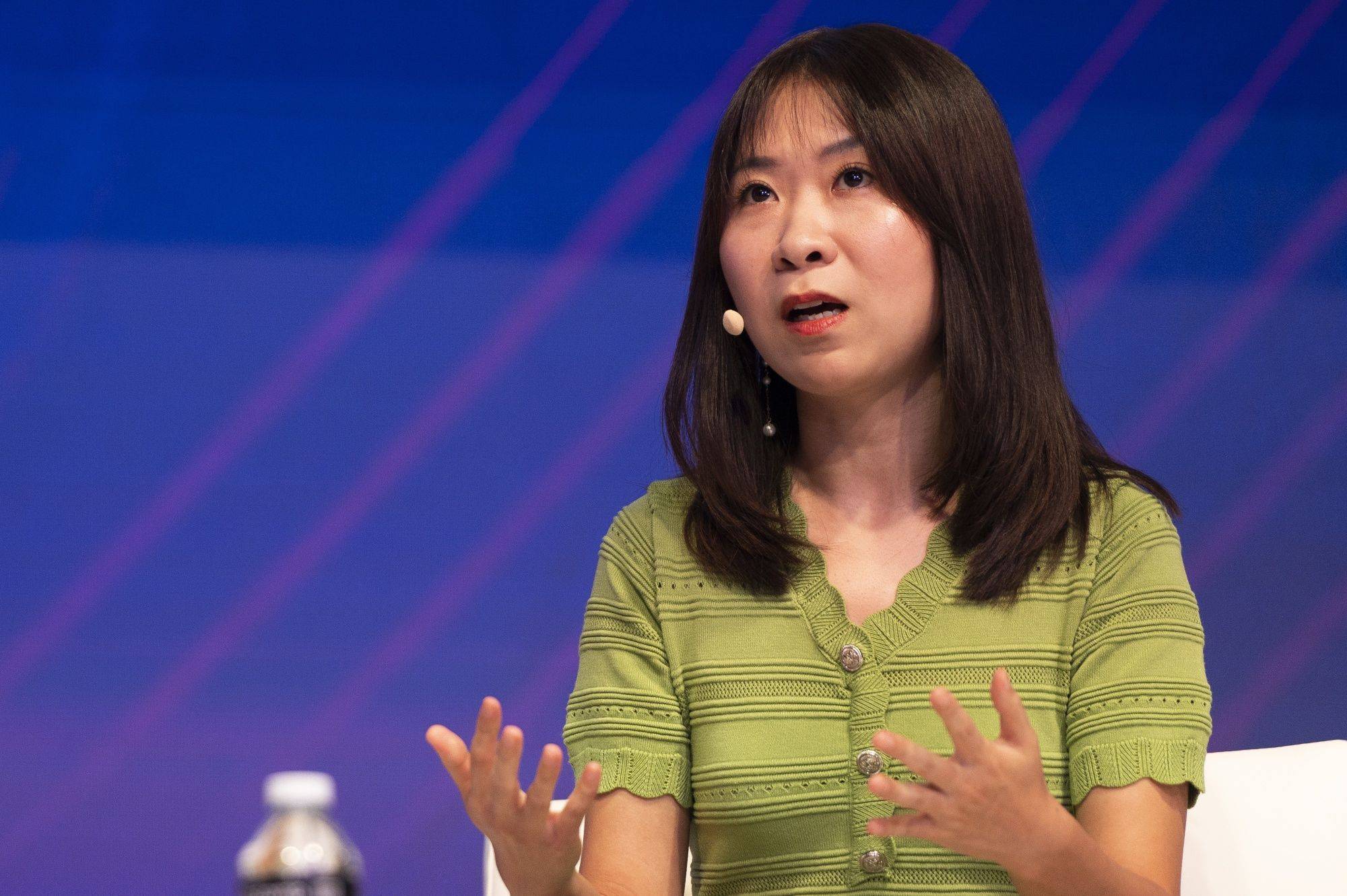 Constance Wang, chief operating officer of FTX Cryptocurrency Derivatives Exchange, speaks during the TOKEN2049 event in Singapore on Sept. 28. | Bloomberg