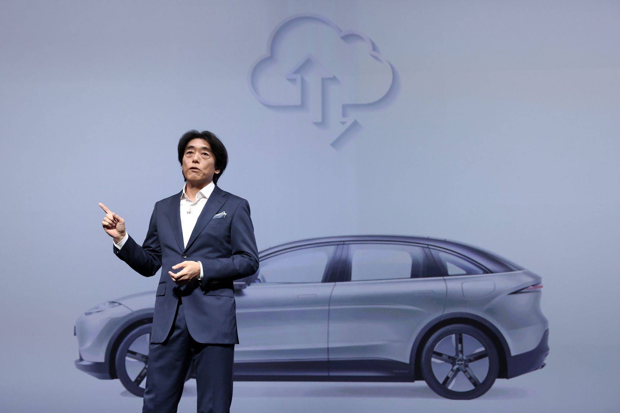 Izumi Kawanishi, president and chief operating officer of Sony Honda Mobility, speaks during a news conference in Tokyo on Thursday | BLOOMBERG