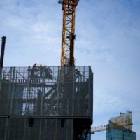 Workers at a construction site in Shanghai in September. | REUTERS