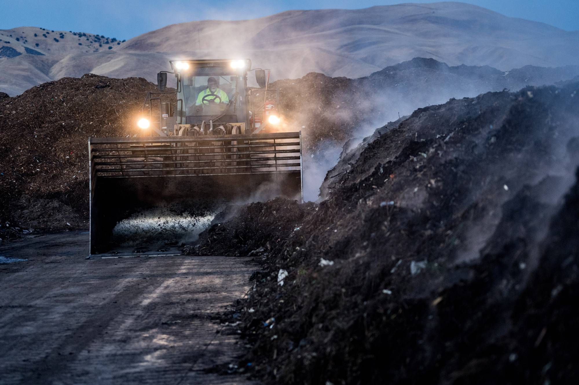 A composting center in Vernalis, California. The center processes some 1,200 tons of material per day. | Andri Tambunan / The New York Times